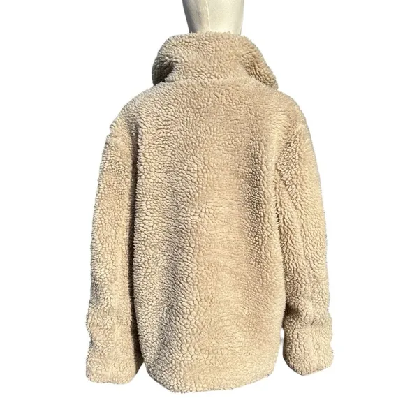 Aeropostale Sherpa Fleece Pullover Women M Cream Quarter Zip Teddy Cozy Neutral - Image 3