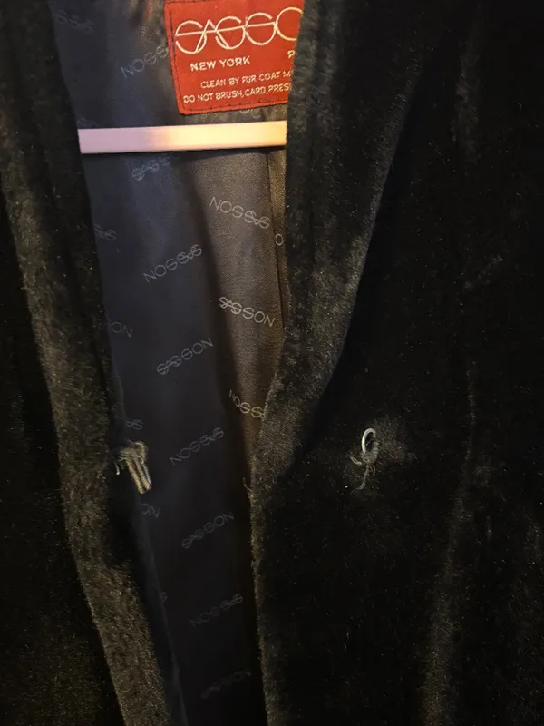 Sasson Vintage Faux Fur Plush Jacket Hook and Eye Closure Black Womens Size 14 - Image 3