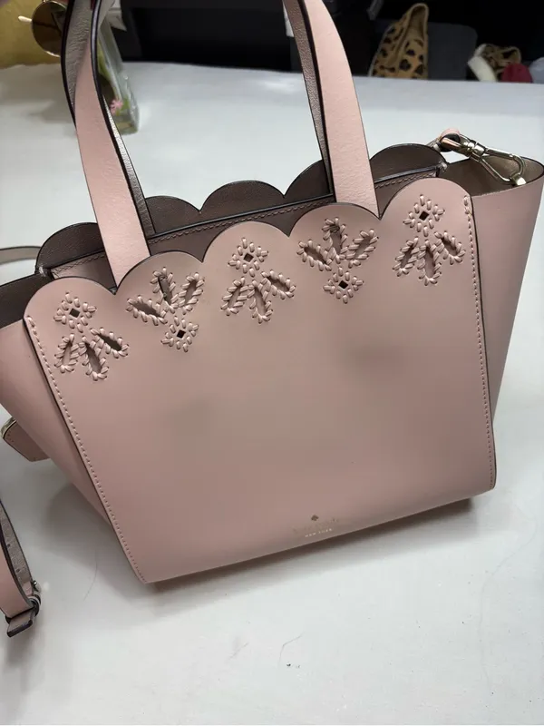 Kate Spade New York Scalloped Leather Satchel Crossbody Bag - Blush Pink - Image 13