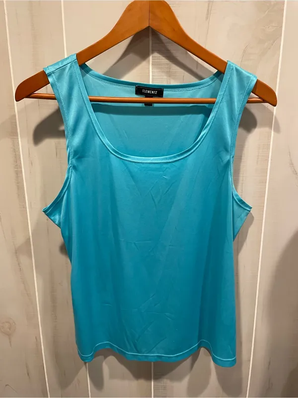Elementz Cute aqua blue lightweight tissue tank top sleeveless base layer normcore basics - Image 2