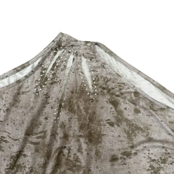 Vocal Gray Acid‎ Wash One Shoulder Dolman Top Rhinestone Cutout Edgy Size XL - Image 2