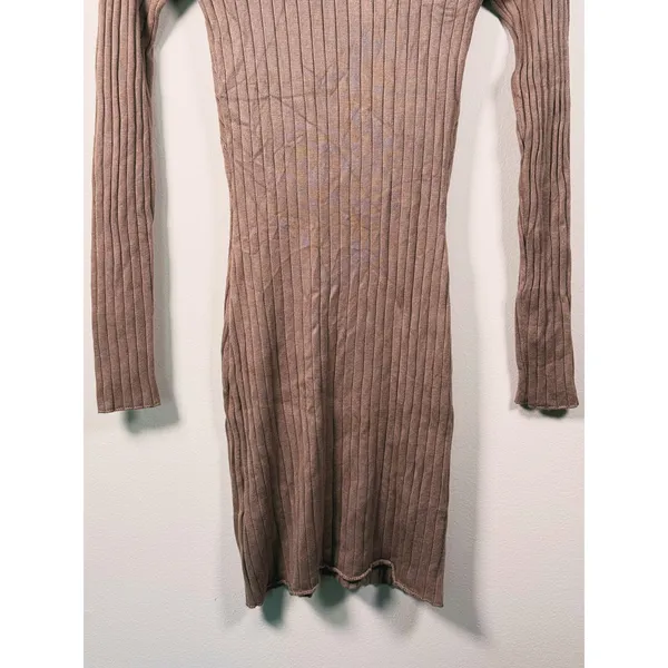 Abercrombie Mock Neck Knit Midi Sweater Dress Small Brown Fall Old Money Minimal - Image 9