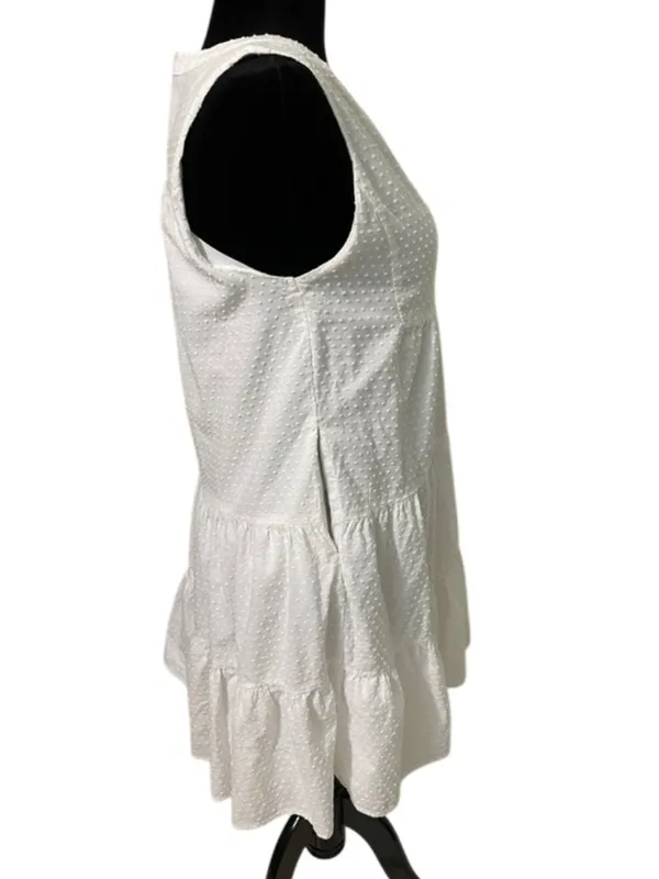Tuckernuck Pomander Place Kenzo Tiered Dress White Swiss Dot Sleeveless Medium - Image 7