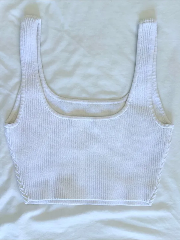 Aritzia Babaton Sculpt Knit Squareneck Cropped Tank - White - XS - Image 11