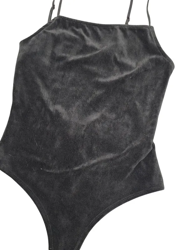 Velvet Black Bodysuit With Adjustable Spaghetti Straps By Forever 21 Size M - Image 5