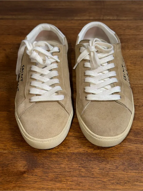 Saint Laurent Court ClassicSL/06 Beige Leather and‎ Suede Low Top Sz 39.5/9-9.5 - Image 3