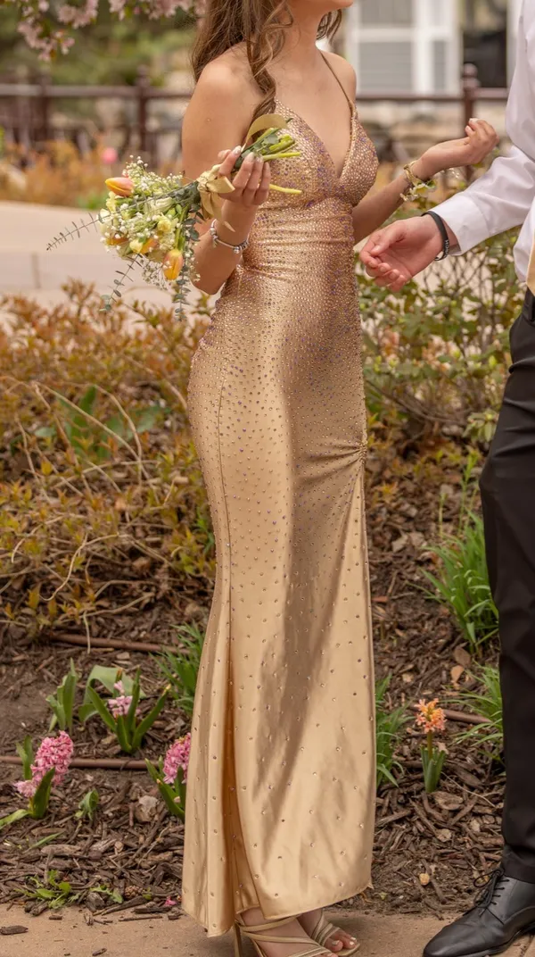 Gold Dress Faviana Prom - Image 3