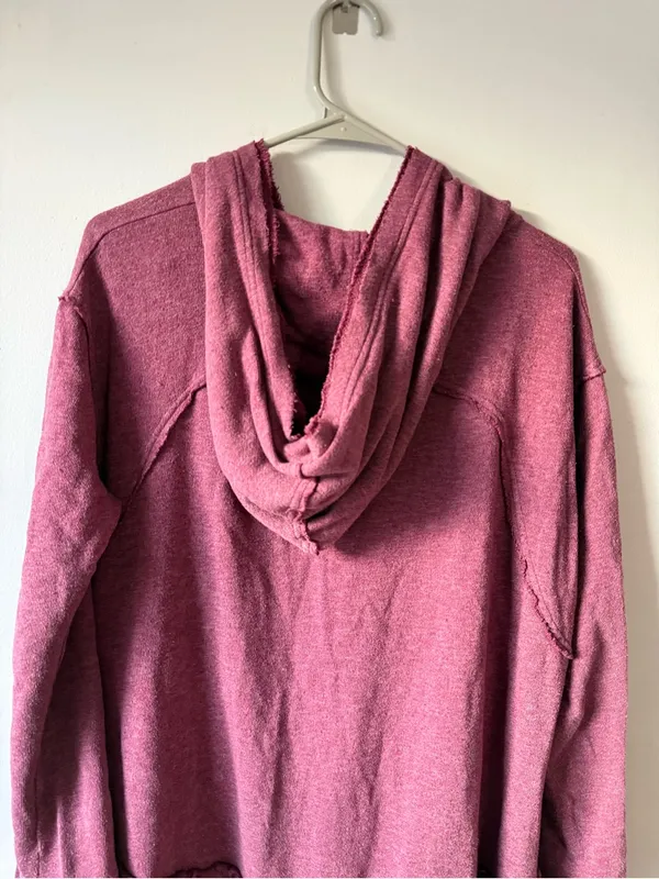 Free People Full Zip Sweatshirt Ruffle Flowy Hippie Boho Red Pink Size S M - Image 10