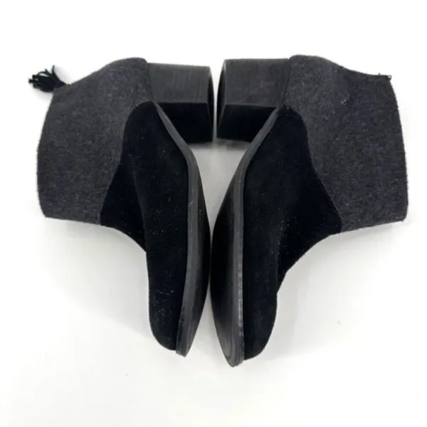 Toms Leila Wool Felt Ankle Booties Size 7.5 Boots Leather Suede Black &‎ Gray - Image 5