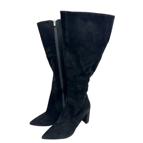 Nine West Black Suede Knee High Boots Pointed Toe Block‎ Heel Size 6.5 - Image 3
