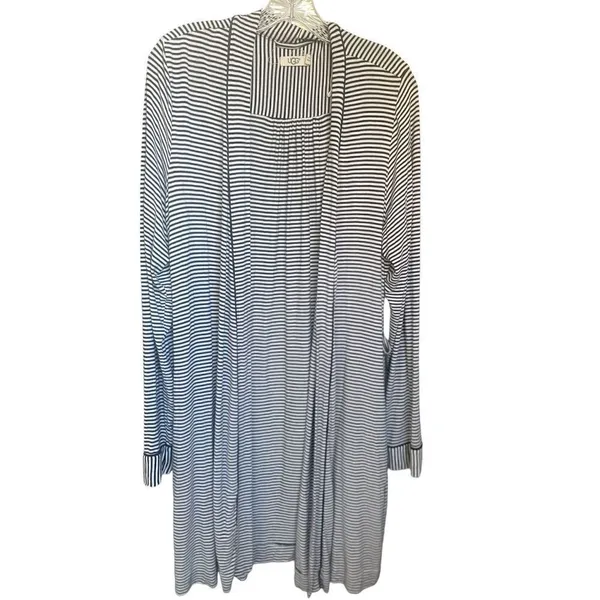 UGG Women’s Black / White Stripe Robe Kimono Size L - Image 3