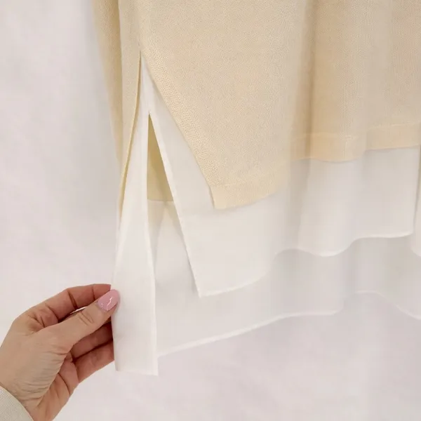 Lauren Ralph Lauren Sweater Women PS Cream Silk Blend Layered‎ Preppy Minimalist - Image 3