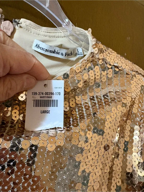 NWT Abercrombie & Fitch Paloma Gold Sequin Bodycon Mini Dress - Image 6