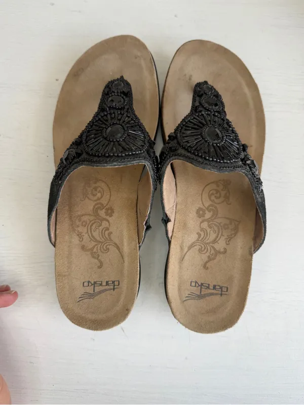 Dansko Pamela Women's Jeweled Thong Comfort Sandals Black Leather SZ EU 39 9 - Image 8