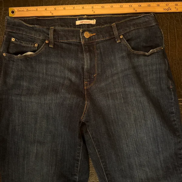 LEVIS 505 Jean Womens Sz 12 Straight Leg Mid Rise Dark Wash Stretch Denim 31x32 - Image 2