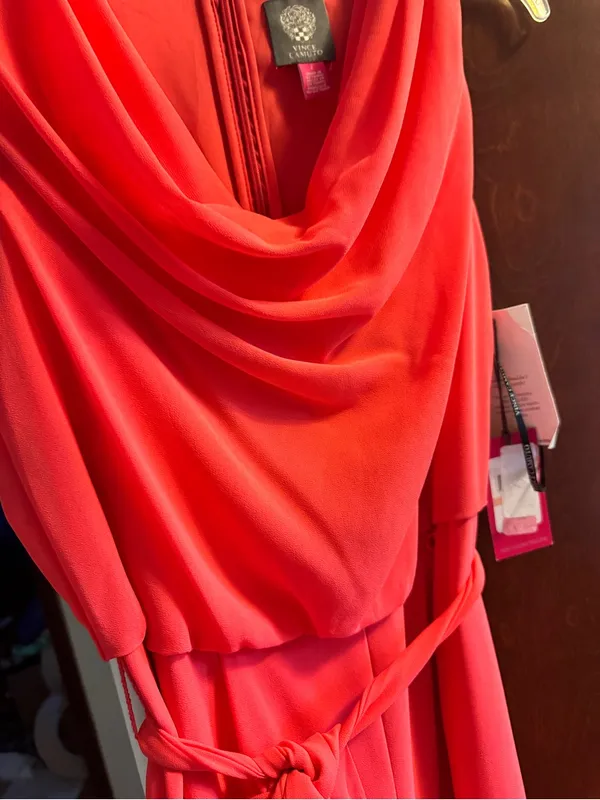 Vince Camuto Red Draped Belted jumpsuit - Image 3