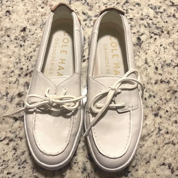 Cole Haan Boat Shoes Womens 8B White Leather Grandseries Nautical W20439 Loafers - Image 2