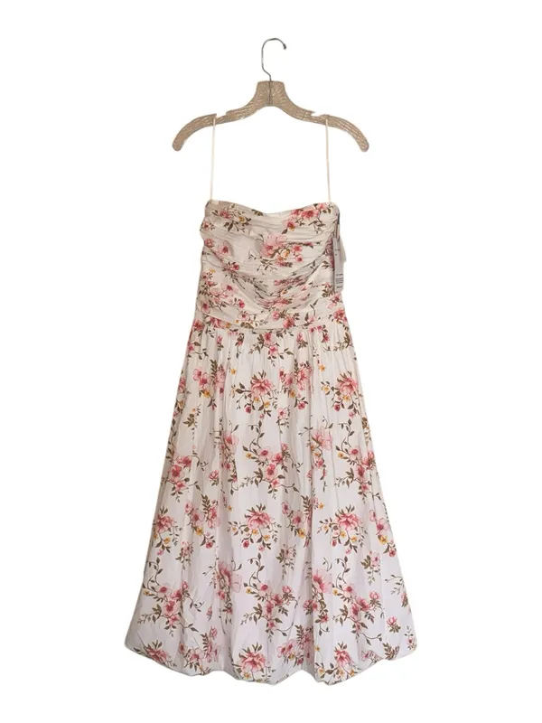 NWT Women's Smocked Strapless Midi Dress Cotton Floral Small - Image 3