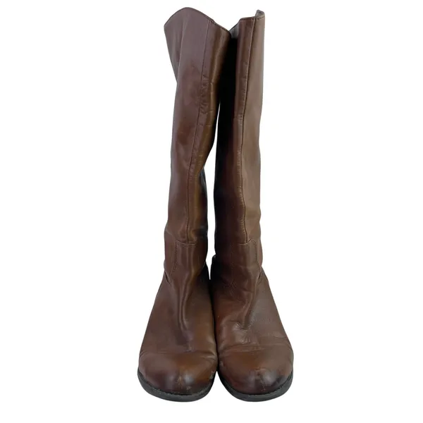 Franco Sarto Womens Brown Leather Zip Up Almond Toe Knee-High Tall Boots Size 10 - Image 2