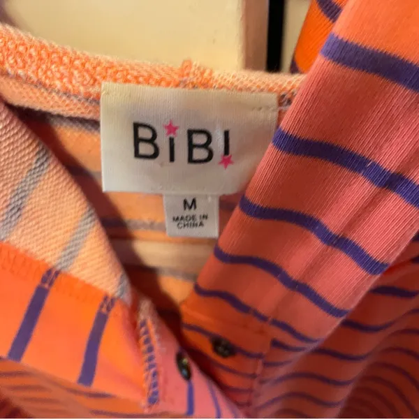 BiBi Orange and Purple Striped‎ Lightweight Hoodie Size M - Image 4