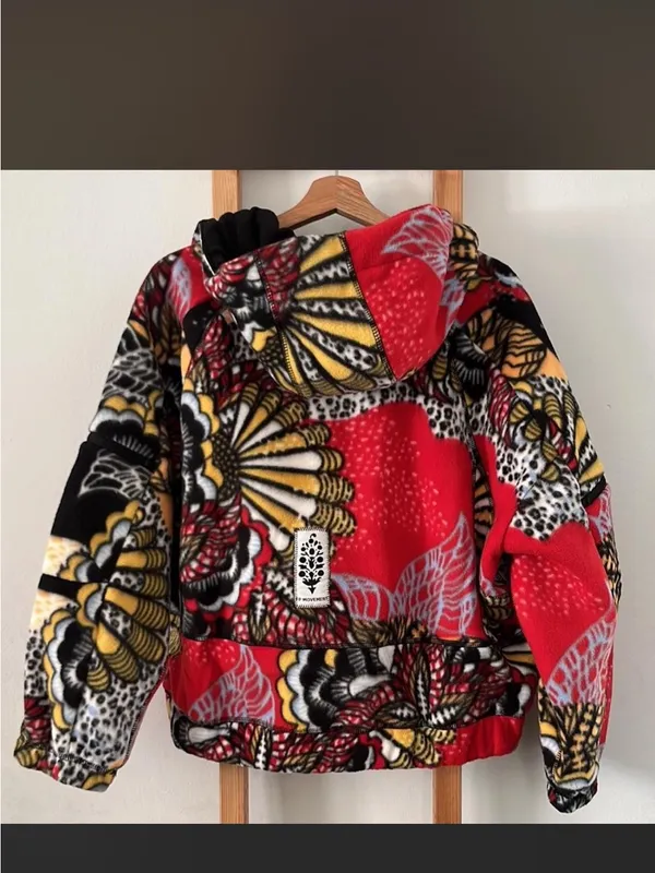 Free People Quilted Floral Patchwork Hooded Pullover - Black, Red, Cream - Image 4