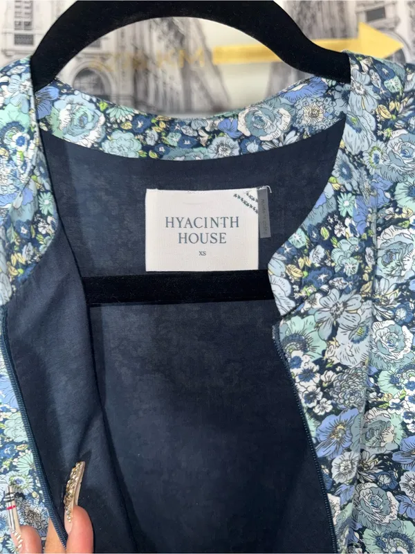 Hyacinth House Ellie Blue Multi Floral Zip Front Mini Dress Womens XS EUC - Image 8