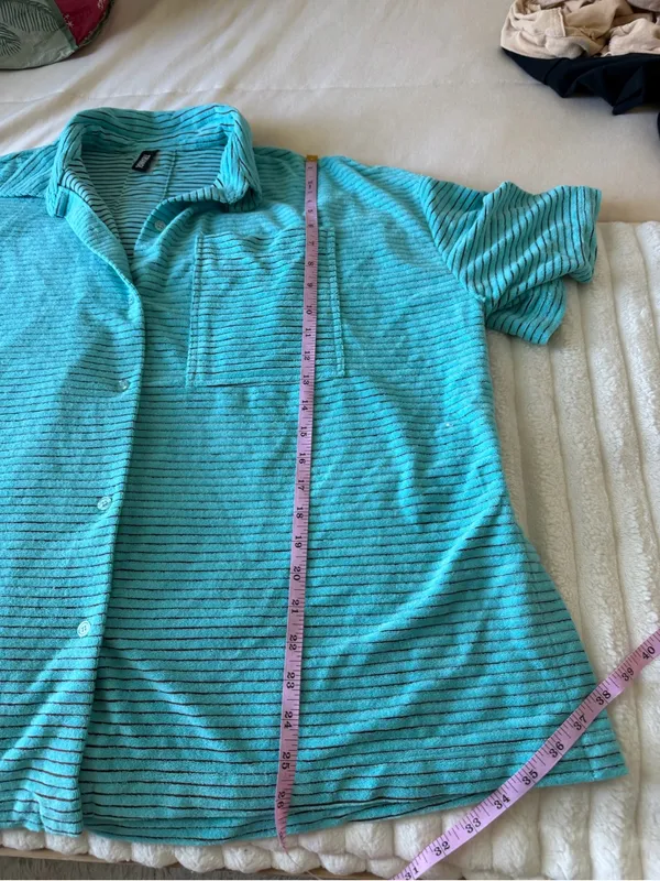 triangl swimwear Turquoise and Black Striped Swim Coverup top - Image 7