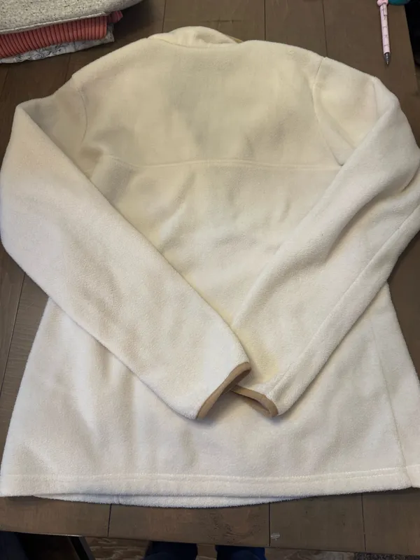 Columbia Size Small Women's Fleece Pullover Quarter Snap Cream Beige Trim - Image 4