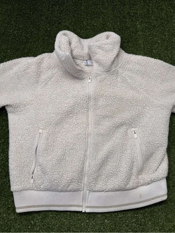 Athleta Tugga Sherpa Jacket in Natural White Cream Winter Croppy Casual Lg - Image 4