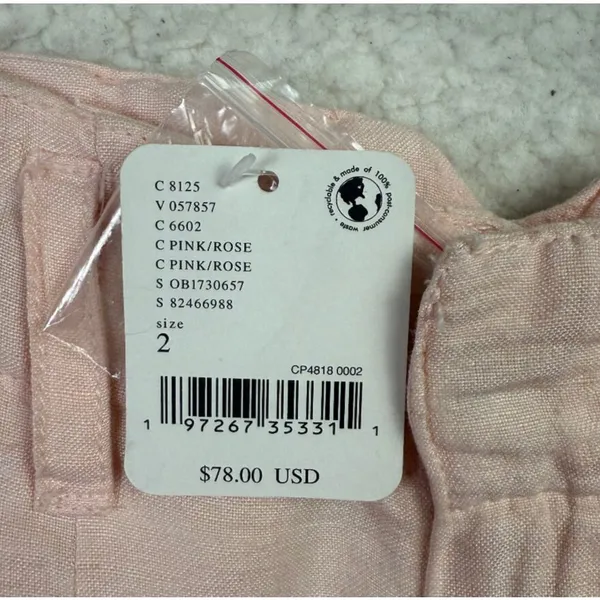 FREE PEOPLE Calla Linen High Waist‎ Bermuda Shorts Sz 2 Pink NEW Coastal Grandma - Image 6