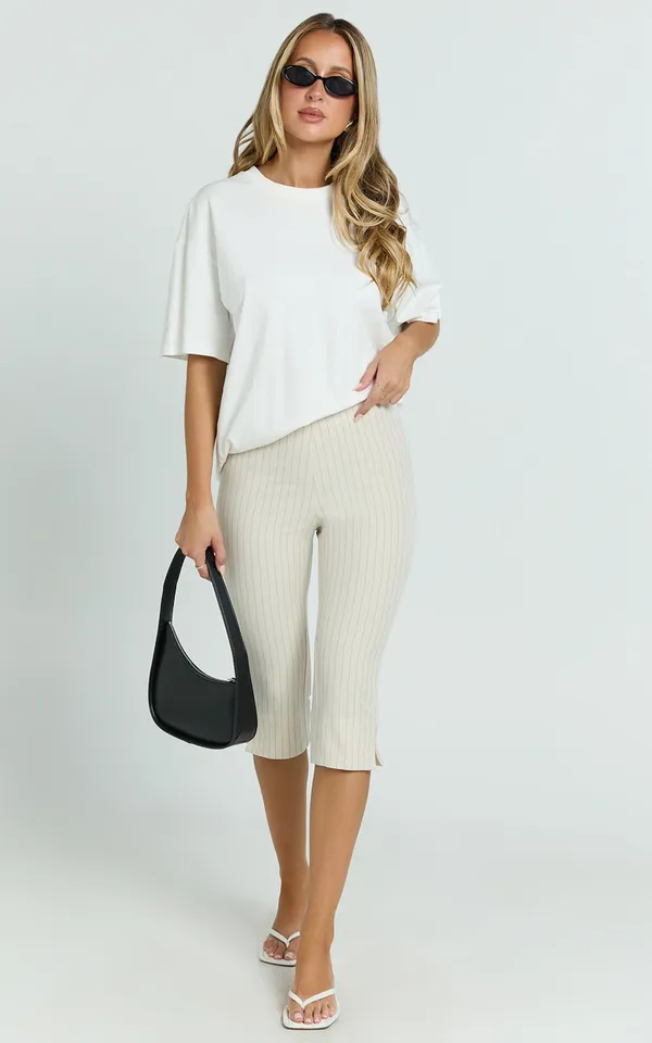 New Showpo Susannah Top Square Neck Bustier Top & Pants Pinstripe Fitted Capri Pants - Image 5
