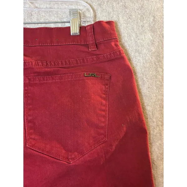 Lauren Jeans Co Ralph Lauren 14W Red Burgundy Straight Leg Stretch Jeans - Image 9
