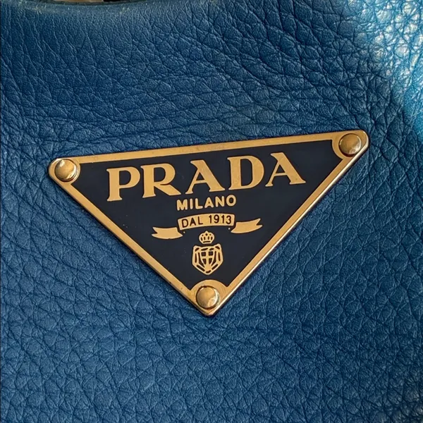 ADDITIONAL PHOTOS Prada Vitello Daino Moon Shoulder Bag Blue Leather Silver - Image 6