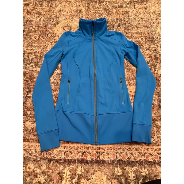 Lululemon Asana Zip Up Jacket Womens 2 Blue Fitted‎ Athleisure Yoga - Image 2