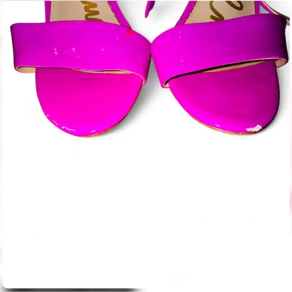 Sam Edelman Hot Pink Patent Ankle Strap Heels Barbiecore Statement Sandals 8M - Image 4