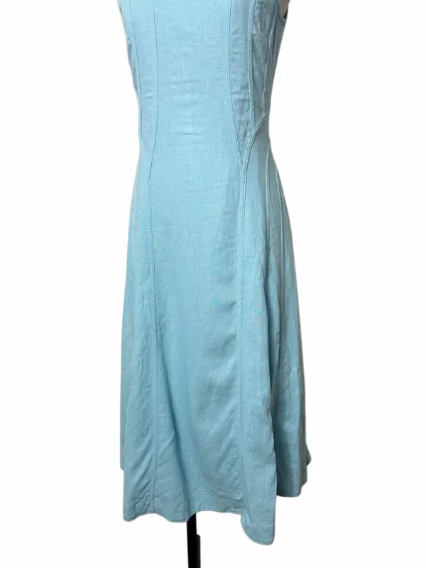 House of Harlow 1960 Linen Blend Light Blue Midi Dress - Image 2