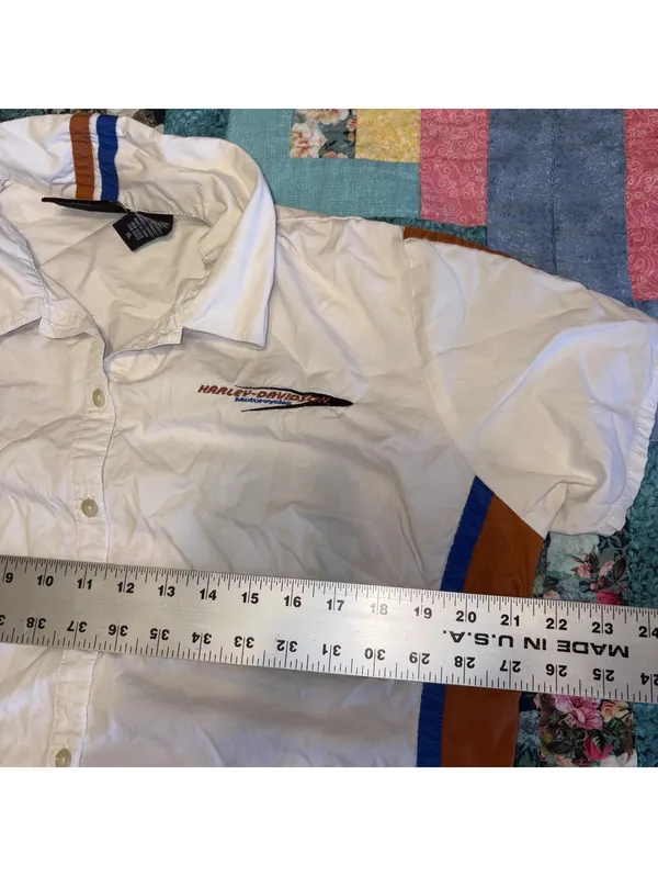 Harley-Davidson Womans XL Embroidered White Short Sleeve Button-Up Shirt - Image 8