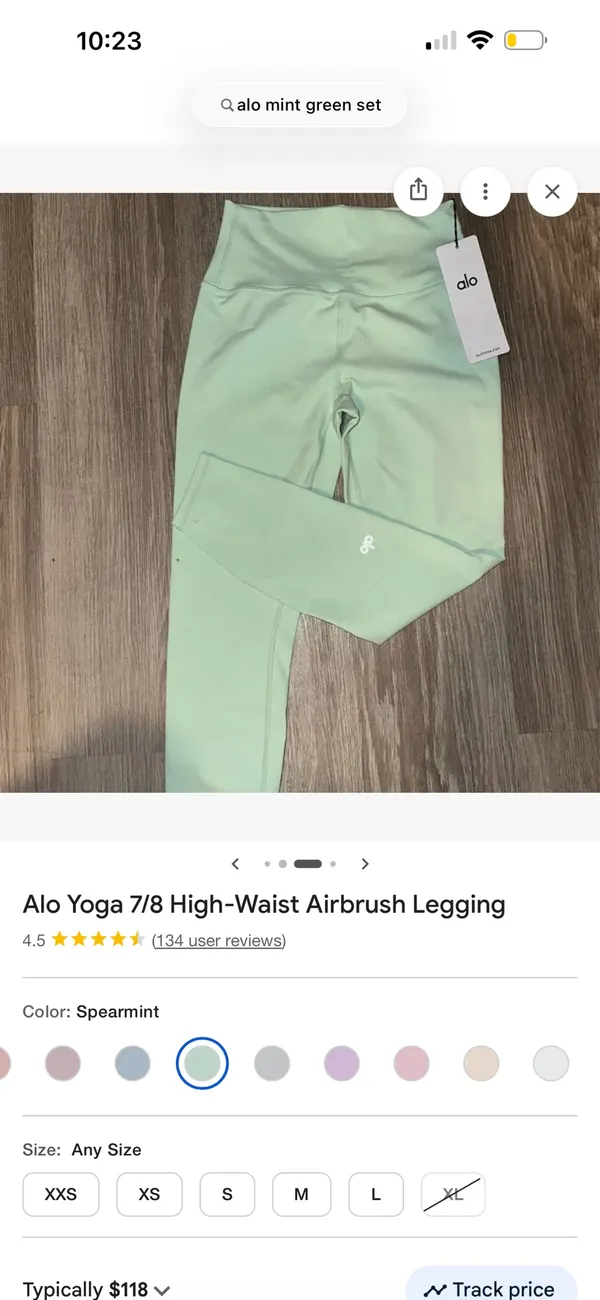Alo yoga high waisted airlift 7/8 leggings spearmint xs - Image 7