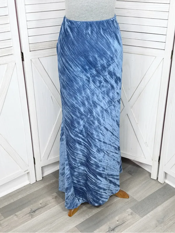 Free‎ People Noa Crushed Velvet Maxi Slip Skirt Royal Blue Small Boho Chic - Image 5