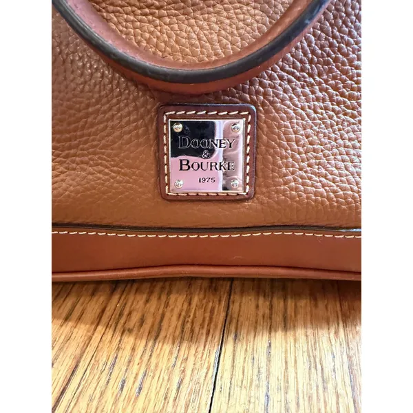 Dooney & Bourke Satchel Bag Womens Brown Pebbled Leather Zip Crossbody Purse - Image 3