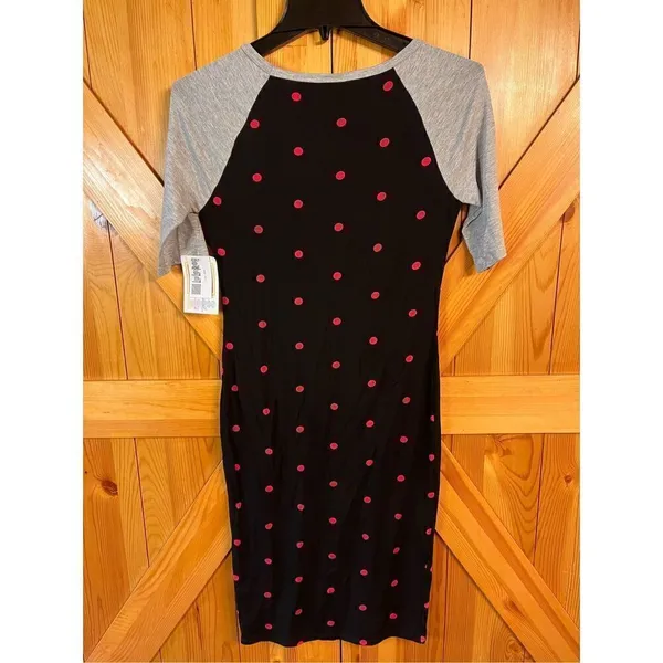 LuLaRoe Julia Dress Womens Black Red Polka Dot Midi Shirt Dress Size XXS nwt (33 - Image 6