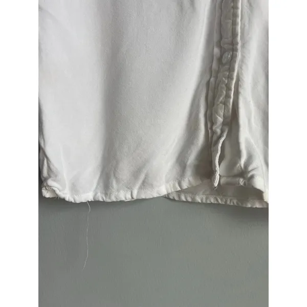 Sim & Sam White‎ Cream Rayon Short Sleeve Peter Pan Collar Button Down Blouse S - Image 4