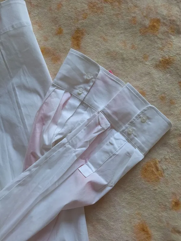 NWT Halogen Nordstrom M White Shirt Pink Satin D-Ring Utility Straps Oversized - Image 14