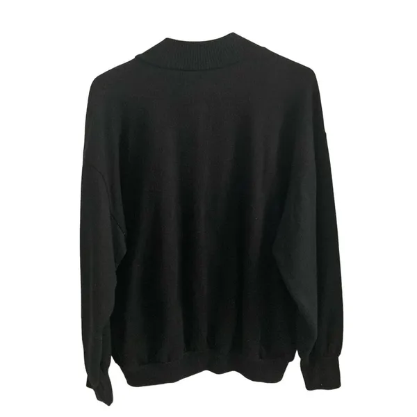 Vintage Navy Blue Mockneck Sweatshirt with Embroidered Cardinals - Size L - Image 2