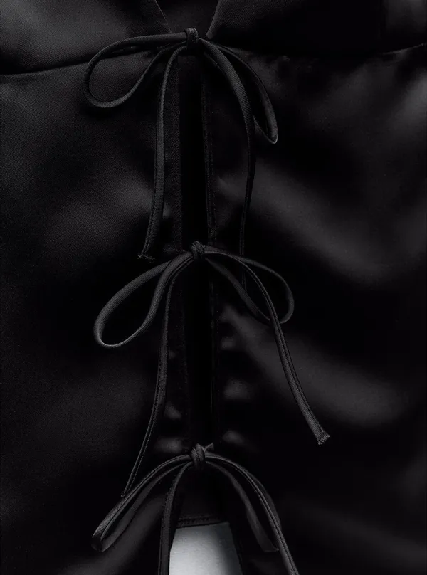 Zara Viral Satin Effect Top With Bow - Image 3