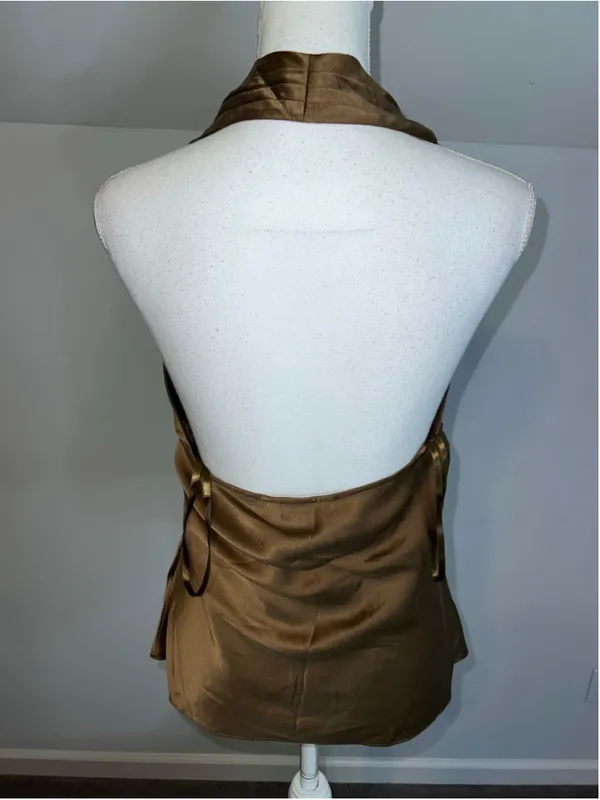 Silk Express Brown Halter Tank Top M - Image 4