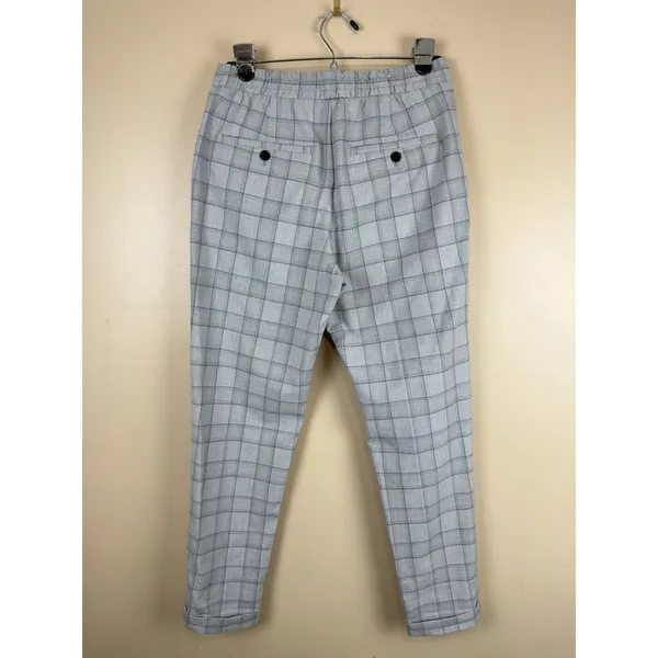 Zara Pants Womens Size S Plaid Tapered Elastic Waist Pull On Trousers Checkered - Image 5