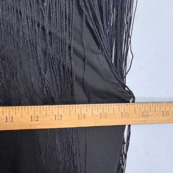 Fringe Lace Bodysuit Womens XL Black Mock Neck Western Clubwear‎ Festival Party - Image 3