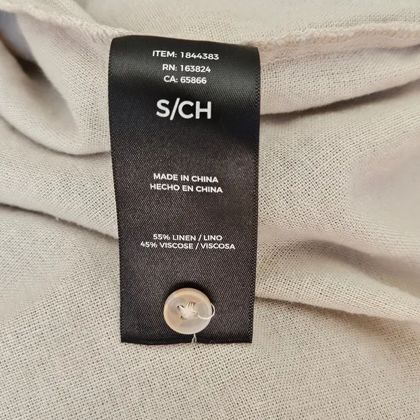 Well Worn Linen Blend Button Down Shirt Dress Short Sleeve Beige Pockets Small - Image 3