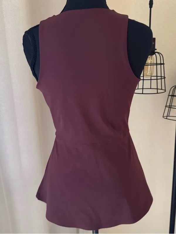 Spanx Brown Peplum Tank Top Small Stretch Athleisure Activewear - Image 5